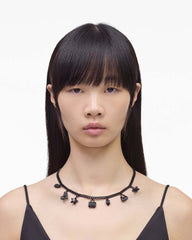 Marc Jacobs Mini Icon Pave Charm Necklace Black/Black Crystal