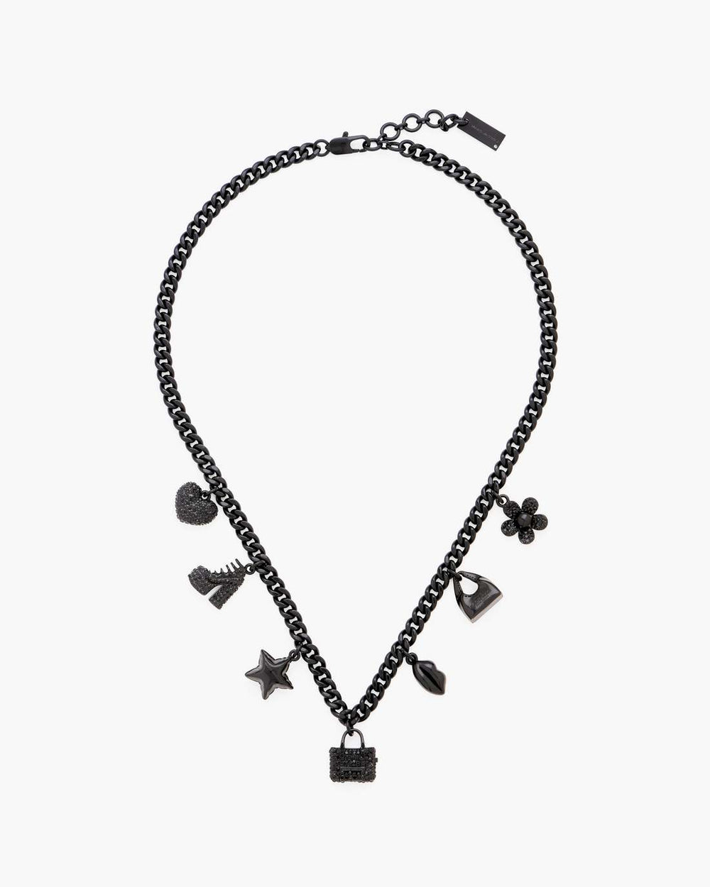 Marc Jacobs Mini Icon Pave Charm Necklace Black/Black Crystal