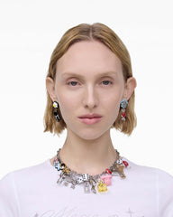 Marc Jacobs The Sticker Charm Statement Necklace Silver Multi