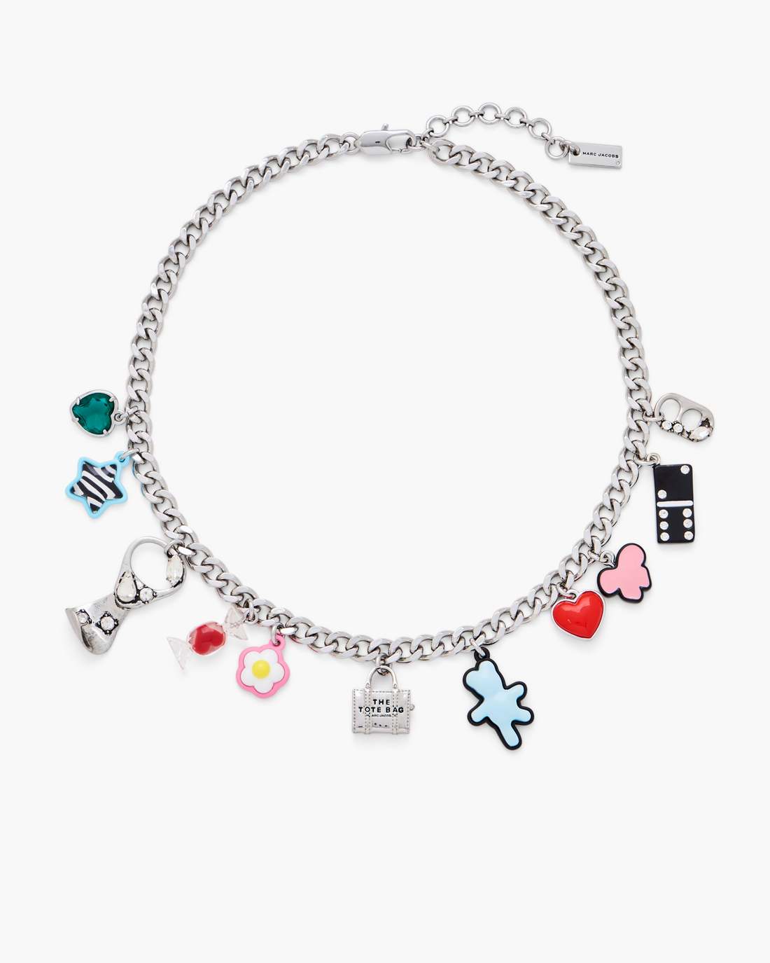 Marc Jacobs The Sticker Charm Necklace Silver Multi