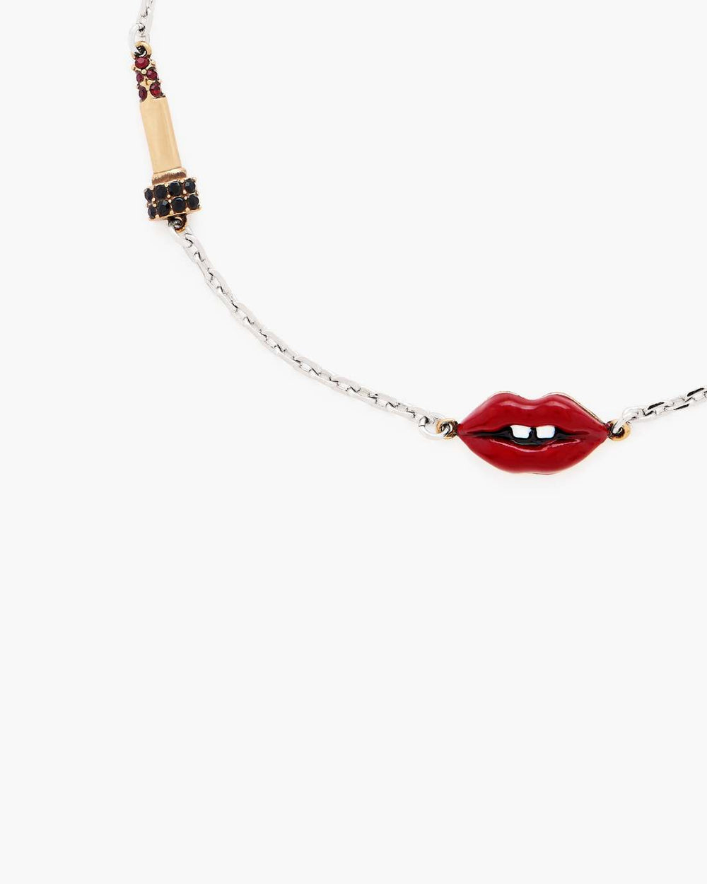 Marc Jacobs The Lips Slider Bracelet Silver/Red