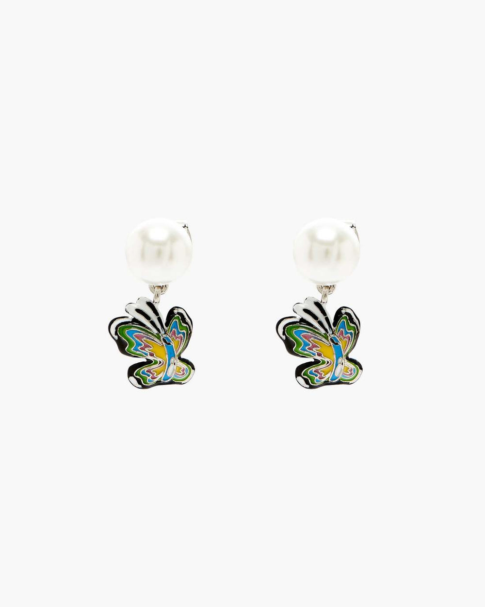Marc Jacobs Hattie Stewart X Marc Jacobs Butterfly Pearl Earrings Silver/Multi