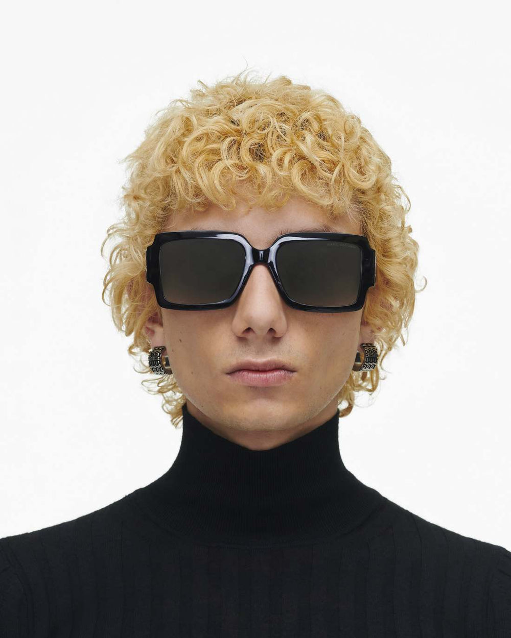 Marc Jacobs The Bold Logo Square Sunglasses Black/White
