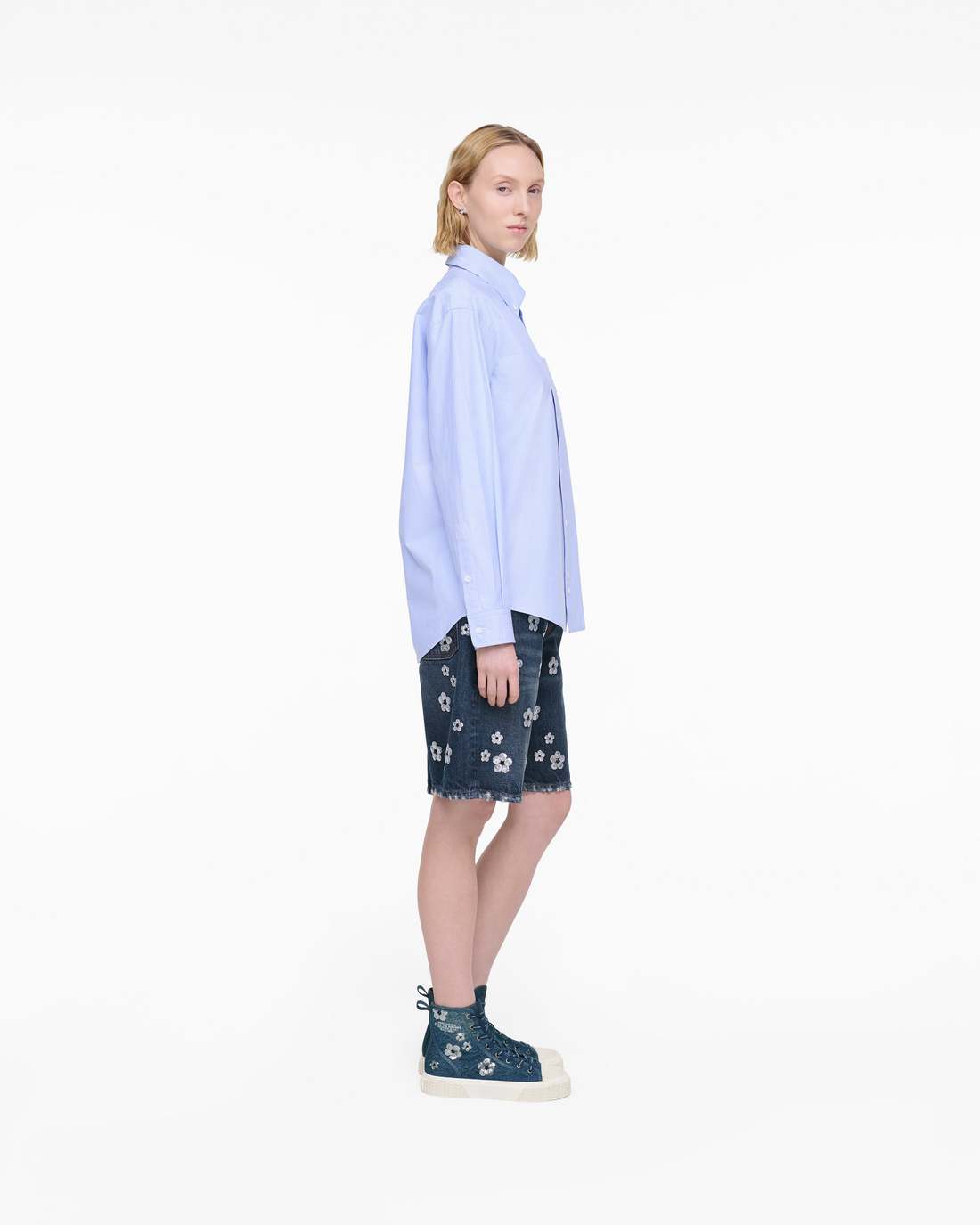 Marc Jacobs The Sequin Daisy Denim High Top Sneaker Vintage Indigo