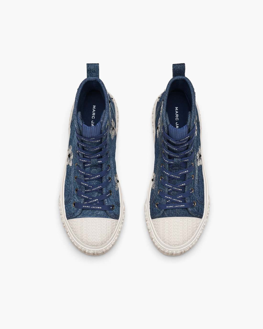Marc Jacobs The Sequin Daisy Denim High Top Sneaker Vintage Indigo