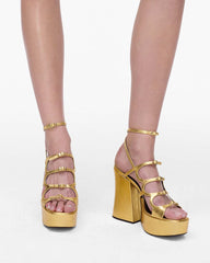 Marc Jacobs The Metallic Leather Kiki Platform Sandal Gold