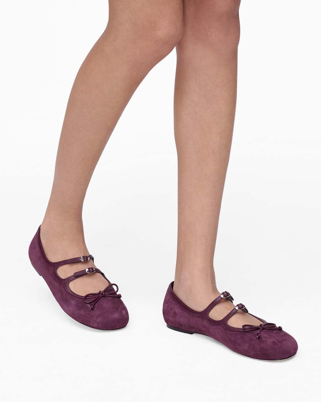 Marc Jacobs The Suede Kiki Ballerina Dark Plum