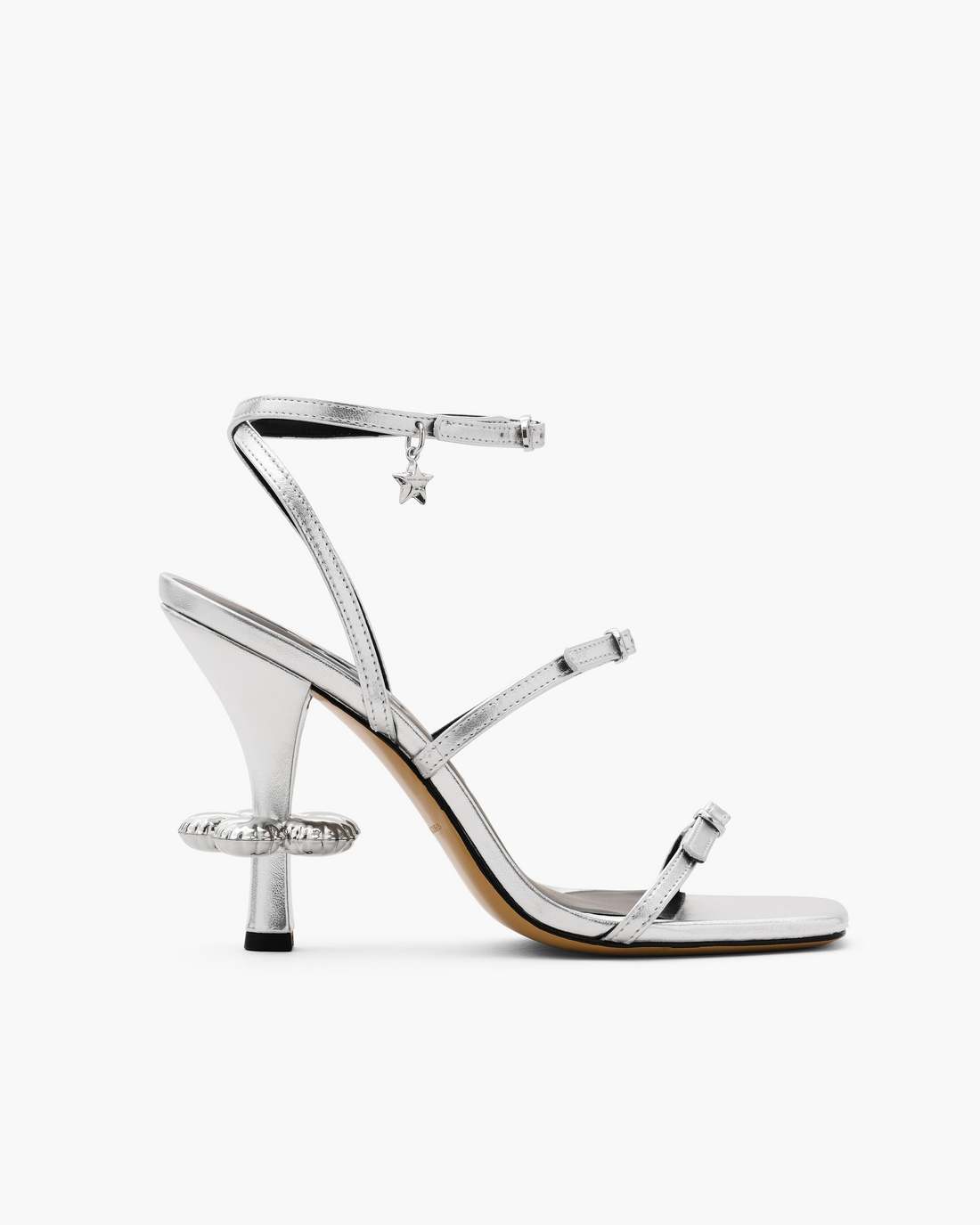 Marc Jacobs The Metallic Leather Daisy Heel Silver