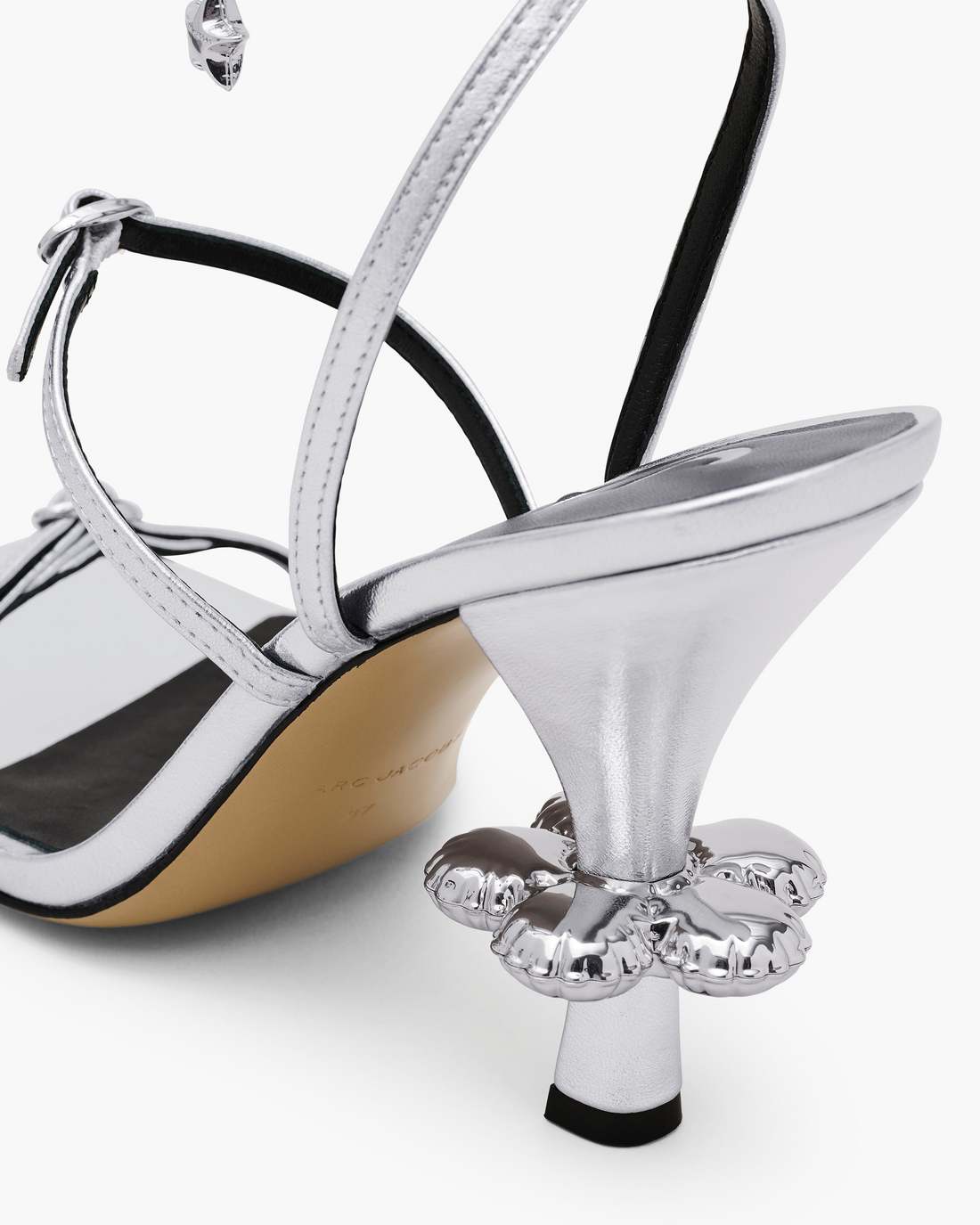 Marc Jacobs The Metallic Leather Daisy Heel Silver