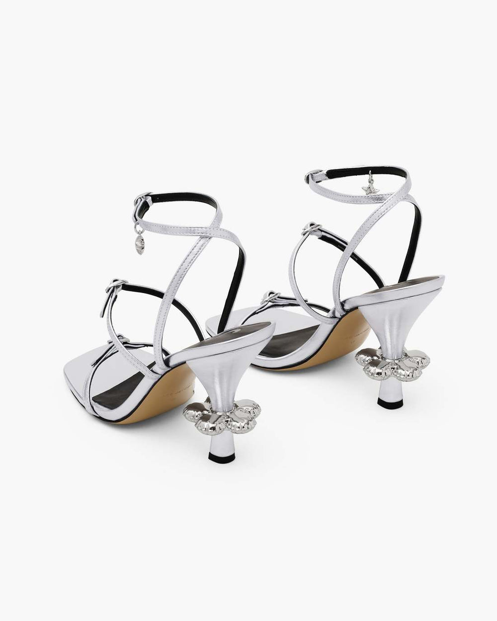 Marc Jacobs The Metallic Leather Daisy Heel Silver
