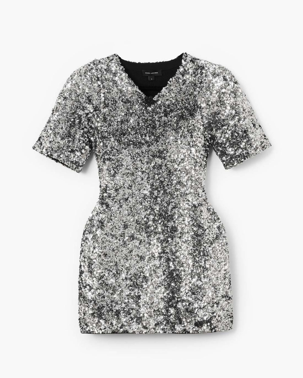 Marc Jacobs Sequin V-Neck Knit Dress Silver