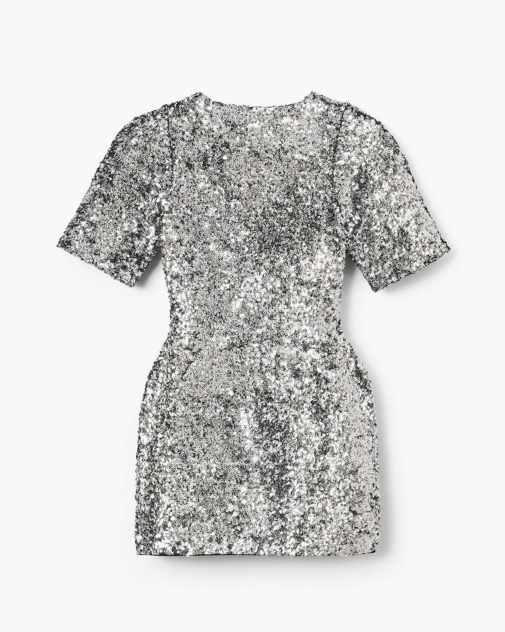 Marc Jacobs Sequin V-Neck Knit Dress Silver