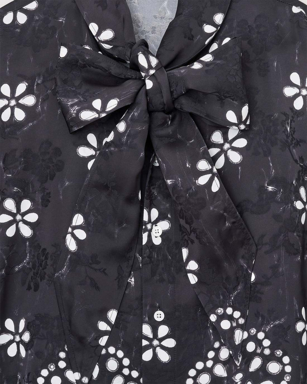 Marc Jacobs Trompe L'Oeil Eyelet Bow Blouse Black/White