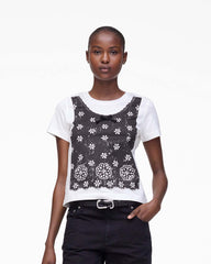 Marc Jacobs Trompe L'Oeil Eyelet Slim Tee White Multi