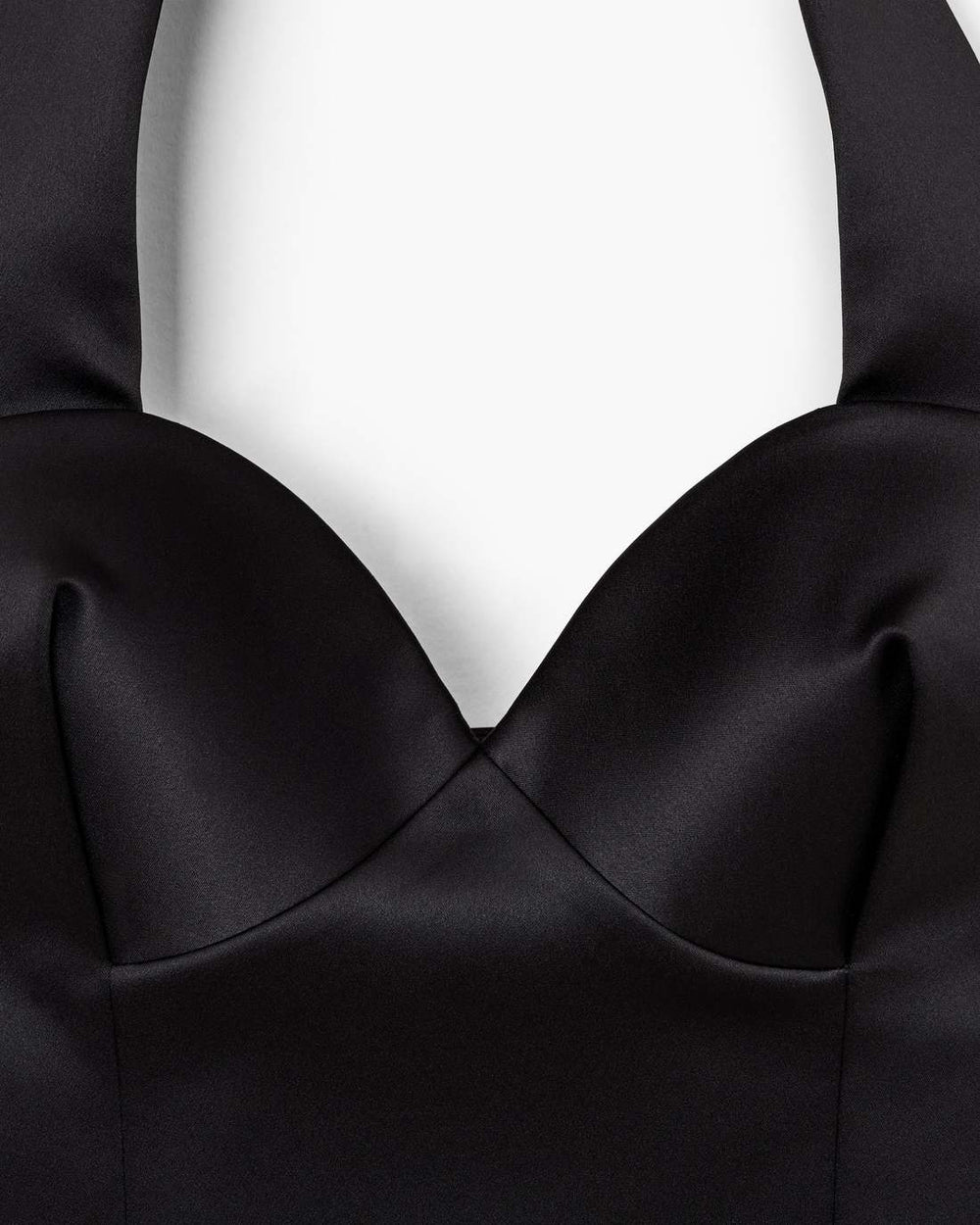 Marc Jacobs Sculpted Satin Halter Top Black