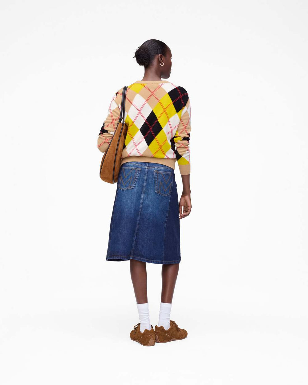 Marc Jacobs Two Tone Shadow Denim Skirt Dark Slub Indigo