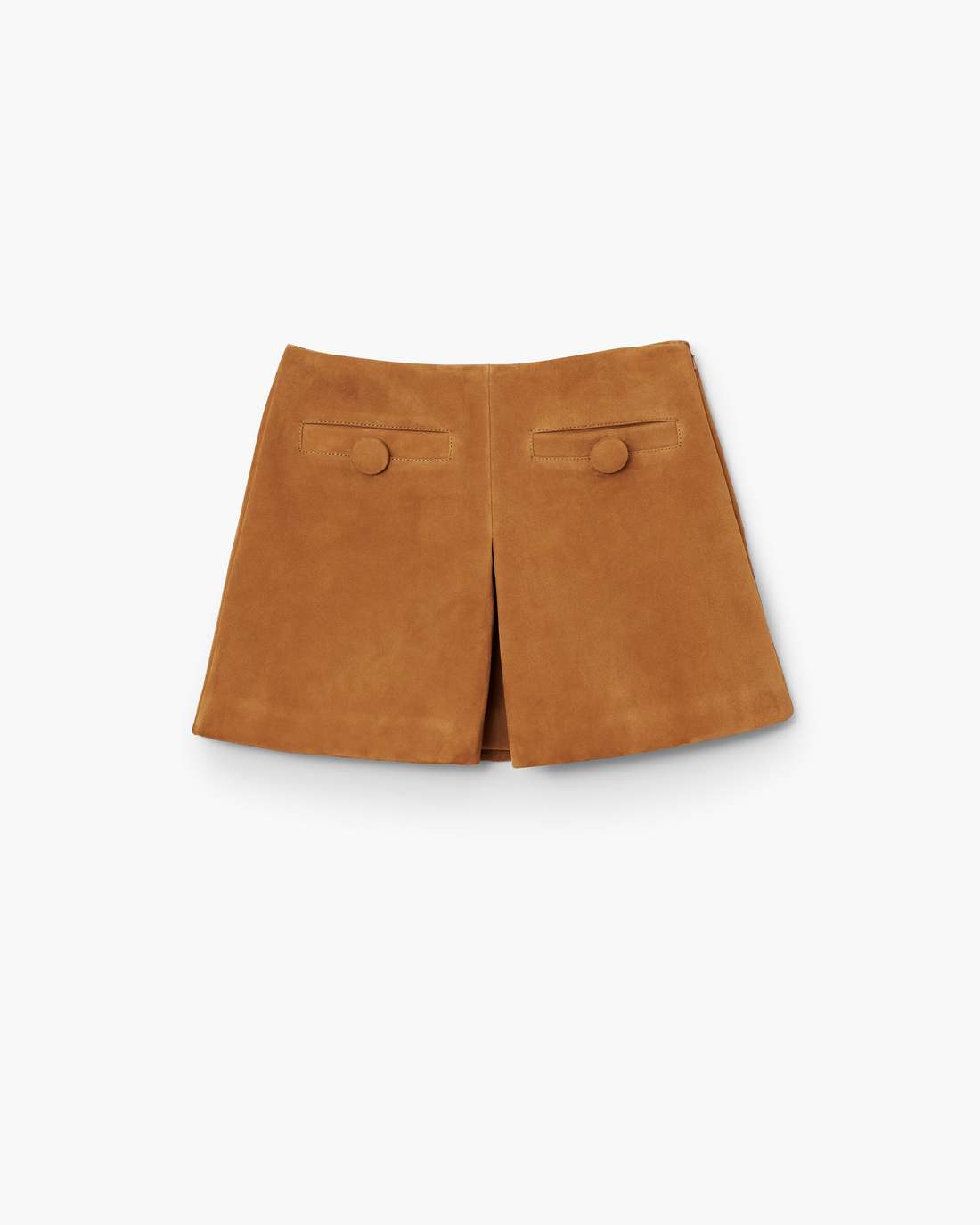 Marc Jacobs Suede Box Pleat Mini Skirt Copper
