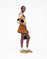 Marc Jacobs Suede Box Pleat Mini Skirt Copper