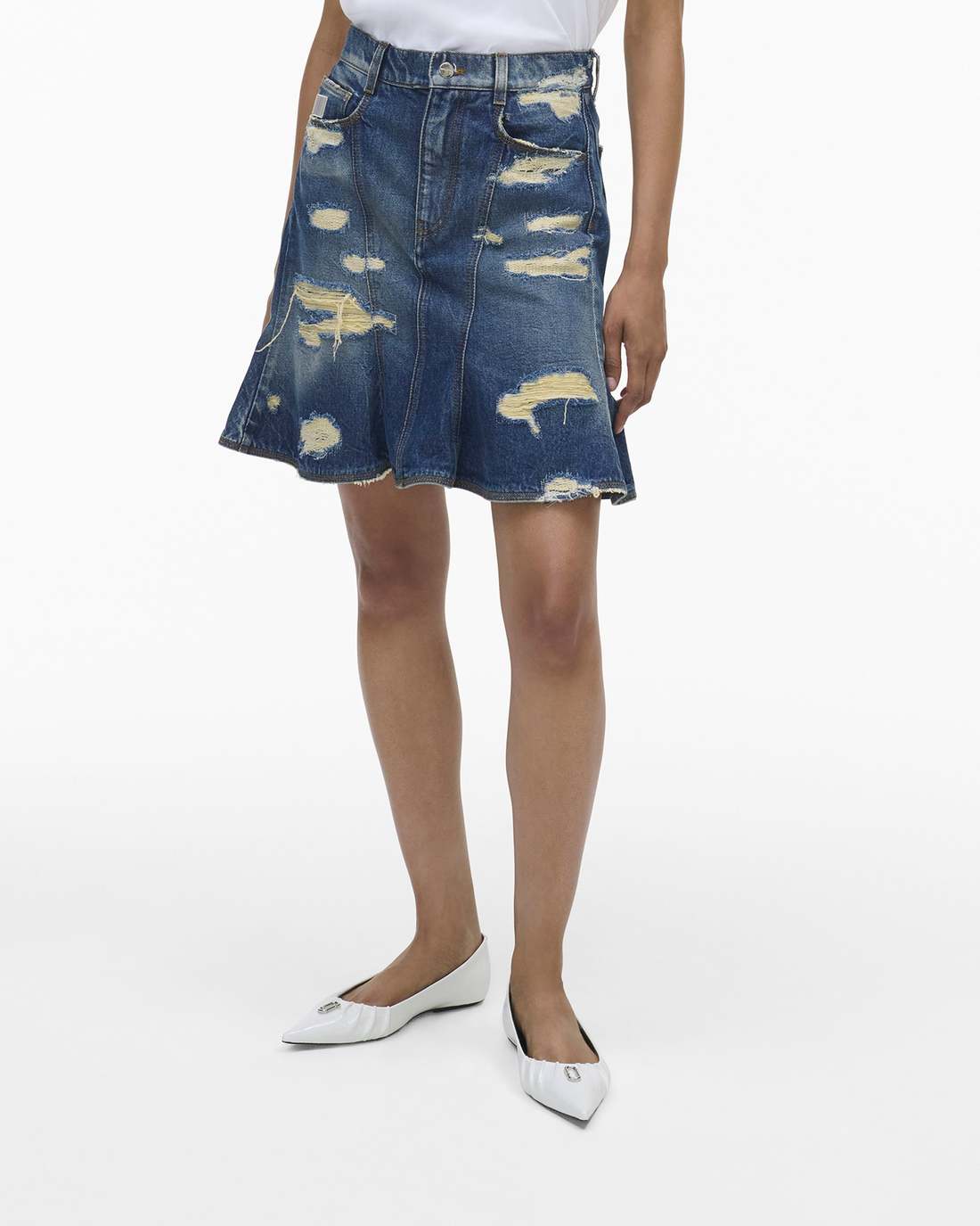 Marc Jacobs The Rip And Repair Fluted Mini Skirt Punk Indigo