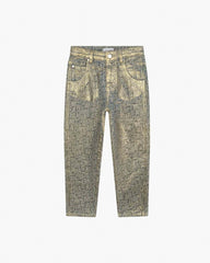 Marc Jacobs The Metallic Jumbled Logo Jeans Gold