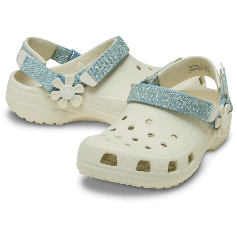Crocs - Kids’ Classic Denim Flower Adjustable Backstrap Clog